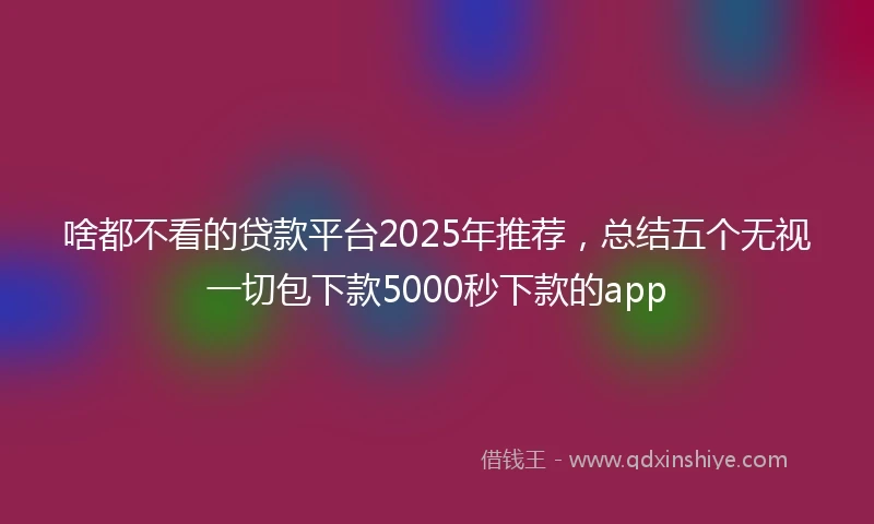 啥都不看的贷款平台2025年推荐，总结五个无视一切包下款5000秒下款的app