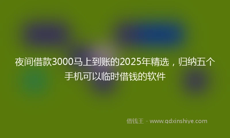 夜间借款3000马上到账的2025年精选，归纳五个手机可以临时借钱的软件