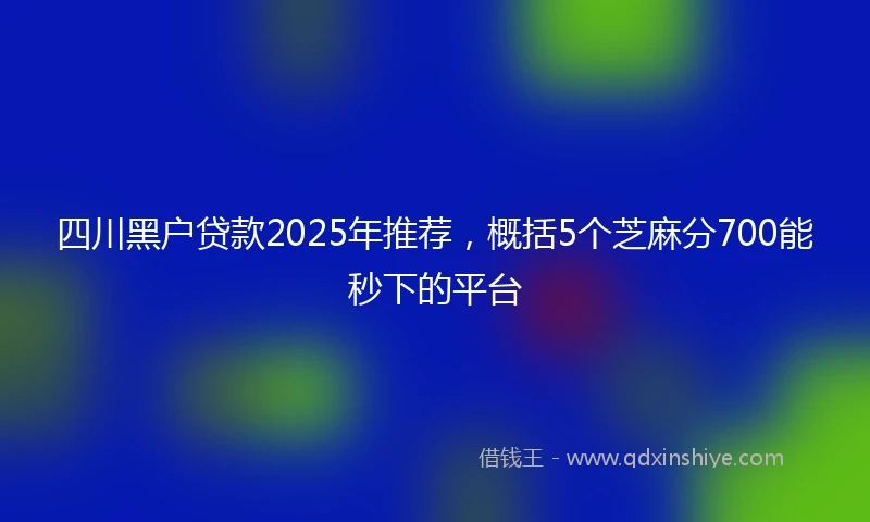 四川黑户贷款2025年推荐，概括5个芝麻分700能秒下的平台