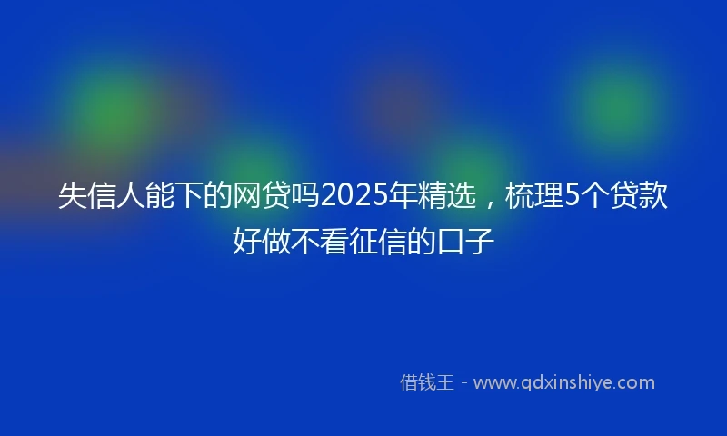 失信人能下的网贷吗2025年精选，梳理5个贷款好做不看征信的口子