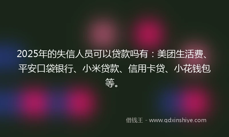 2025年的失信人员可以贷款吗有:美团生活费、平安口袋银行、小米贷款、信用卡贷、小花钱包等。