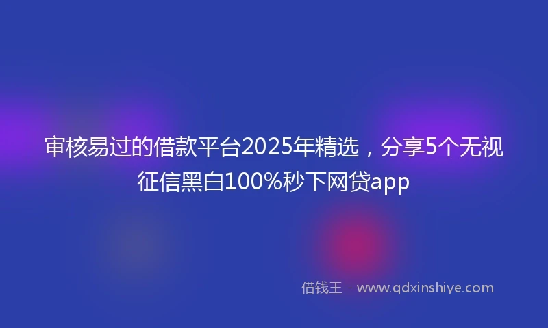 审核易过的借款平台2025年精选，分享5个无视征信黑白100%秒下网贷app