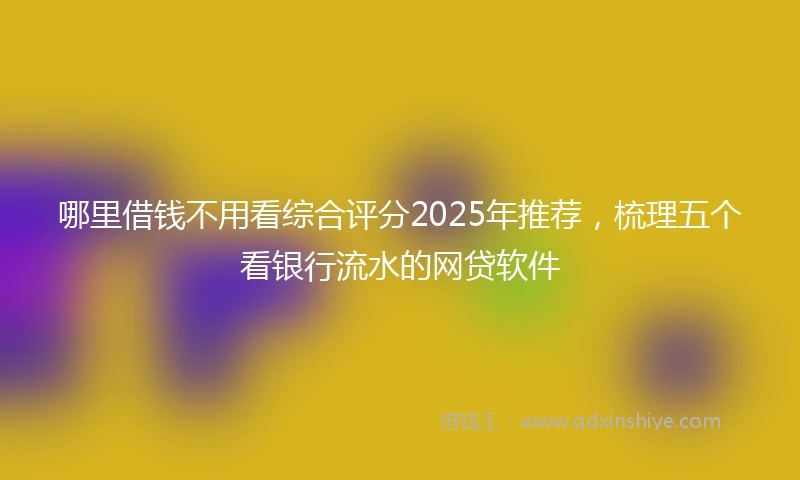 哪里借钱不用看综合评分2025年推荐，梳理五个看银行流水的网贷软件