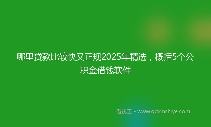哪里贷款比较快又正规2025年精选，概括5个公积金借钱软件