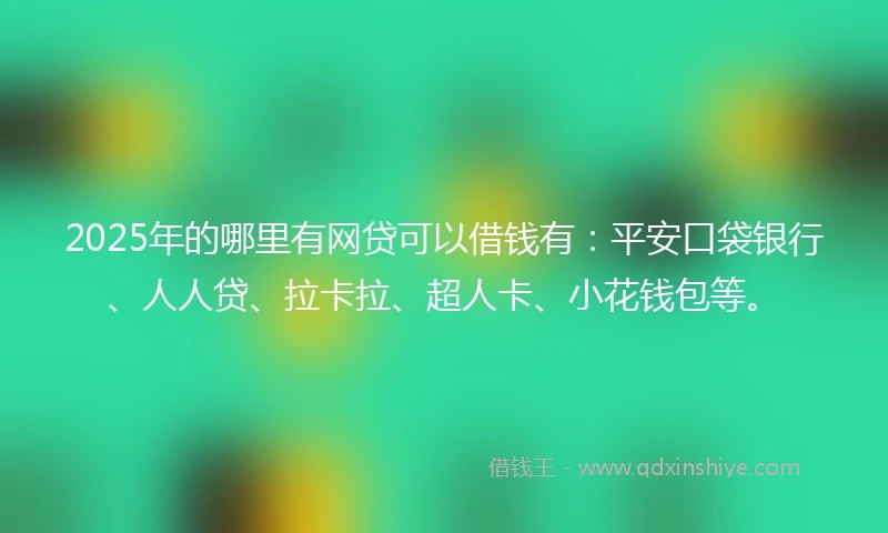 2025年的哪里有网贷可以借钱有：平安口袋银行、人人贷、拉卡拉、超人卡、小花钱包等。