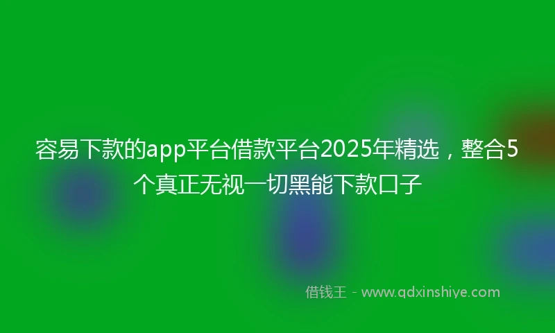 容易下款的app平台借款平台2025年精选，整合5个真正无视一切黑能下款口子