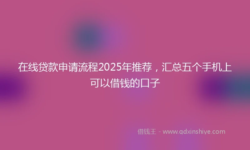 在线贷款申请流程2025年推荐，汇总五个手机上可以借钱的口子