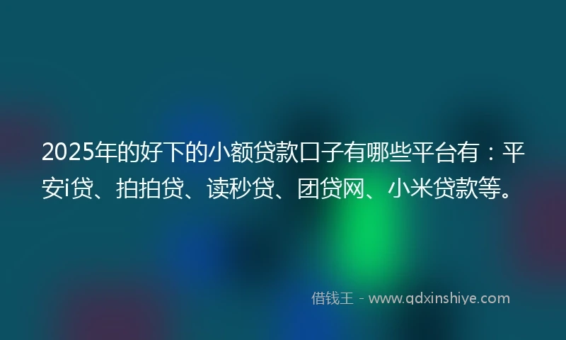 2025年的好下的小额贷款口子有哪些平台有：平安i贷、拍拍贷、读秒贷、团贷网、小米贷款等。