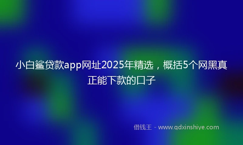 小白鲨贷款app网址2025年精选，概括5个网黑真正能下款的口子