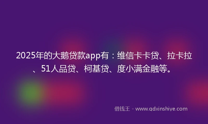2025年的大鹅贷款app有：维信卡卡贷、拉卡拉、51人品贷、柯基贷、度小满金融等。