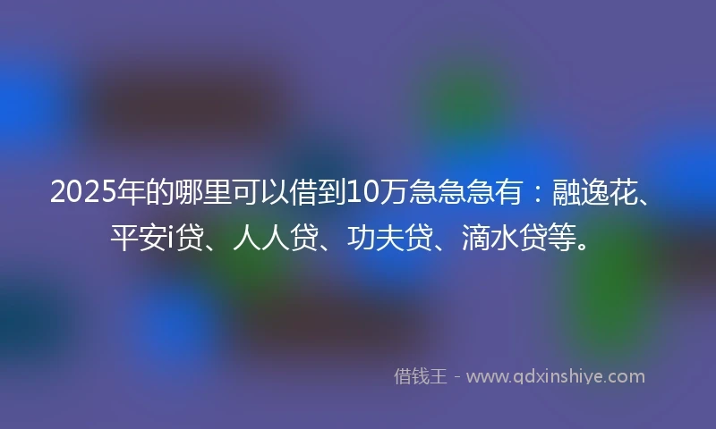2025年的哪里可以借到10万急急急有：融逸花、平安i贷、人人贷、功夫贷、滴水贷等。