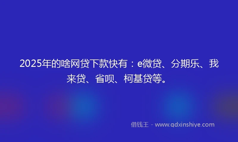 2025年的啥网贷下款快有：e微贷、分期乐、我来贷、省呗、柯基贷等。
