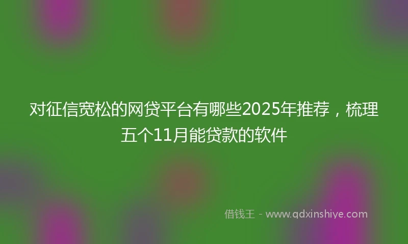 对征信宽松的网贷平台有哪些2025年推荐，梳理五个11月能贷款的软件