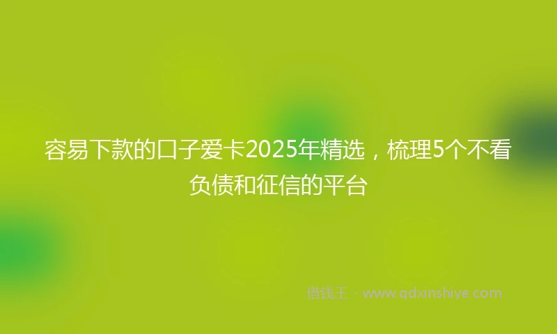 容易下款的口子爱卡2025年精选，梳理5个不看负债和征信的平台