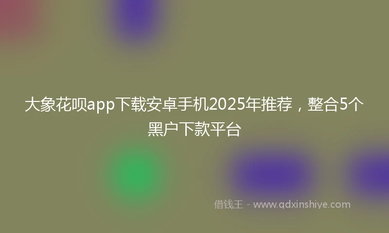 大象花呗app下载安卓手机2025年推荐，整合5个黑户下款平台