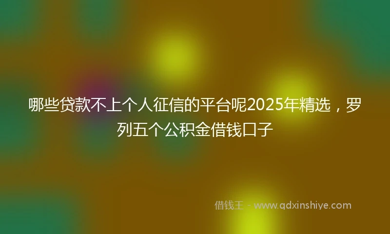 哪些贷款不上个人征信的平台呢2025年精选，罗列五个公积金借钱口子