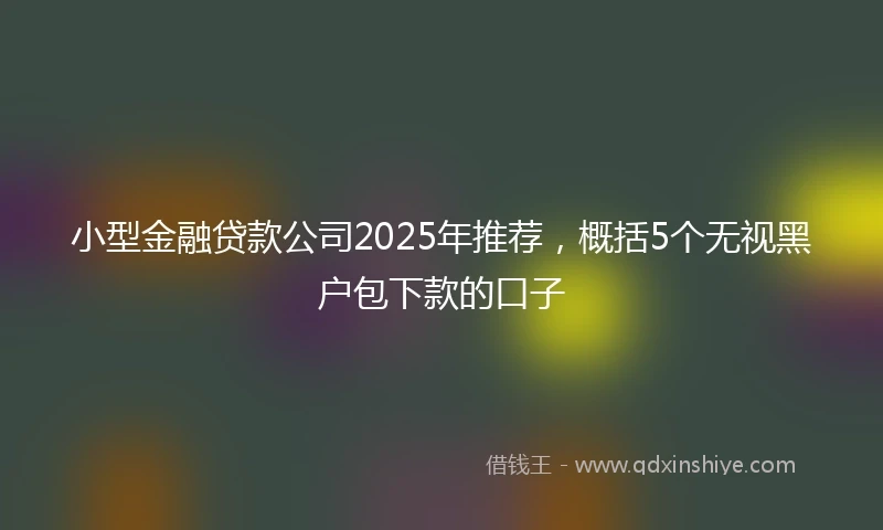 小型金融贷款公司2025年推荐，概括5个无视黑户包下款的口子