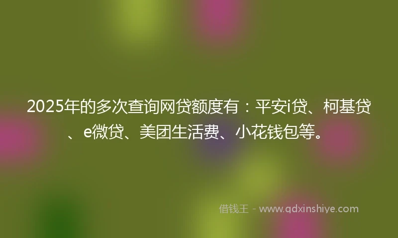 2025年的多次查询网贷额度有：平安i贷、柯基贷、e微贷、美团生活费、小花钱包等。