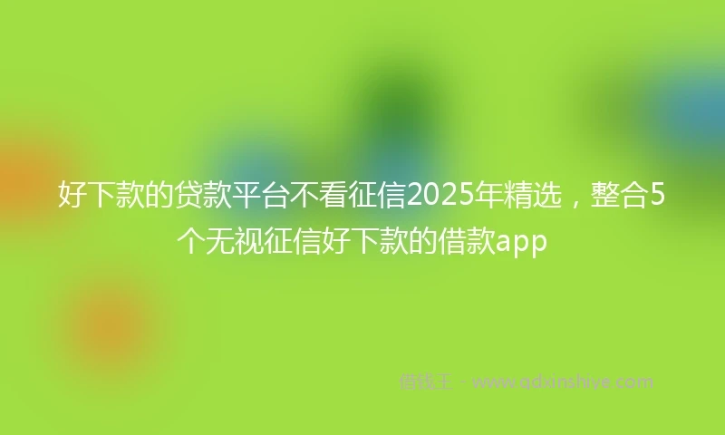 好下款的贷款平台不看征信2025年精选，整合5个无视征信好下款的借款app