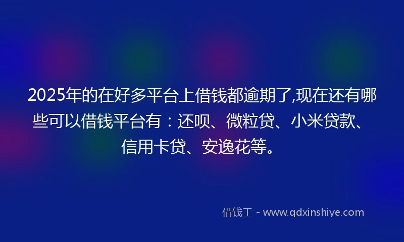 2025年的在好多平台上借钱都逾期了,现在还有哪些可以借钱平台有:还呗、微粒贷、小米贷款、信用卡贷、安逸花等。