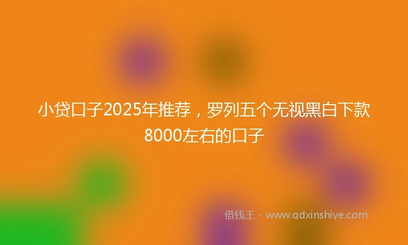 小贷口子2025年推荐，罗列五个无视黑白下款8000左右的口子