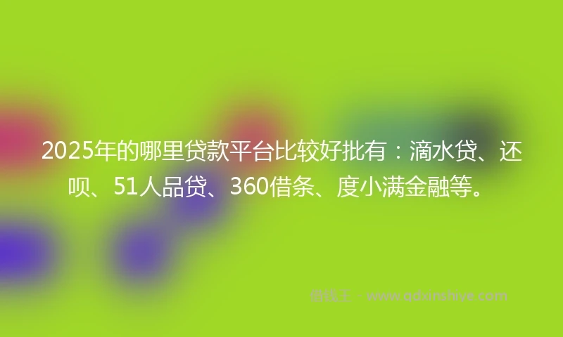 2025年的哪里贷款平台比较好批有：滴水贷、还呗、51人品贷、360借条、度小满金融等。