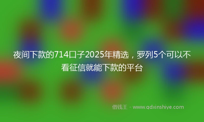 夜间下款的714口子2025年精选，罗列5个可以不看征信就能下款的平台