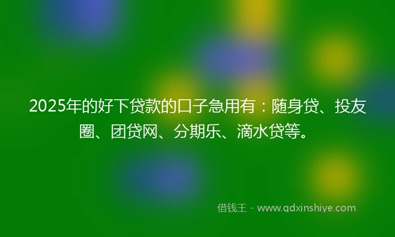 2025年的好下贷款的口子急用有：随身贷、投友圈、团贷网、分期乐、滴水贷等。
