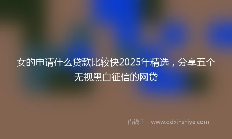 女的申请什么贷款比较快2025年精选，分享五个无视黑白征信的网贷