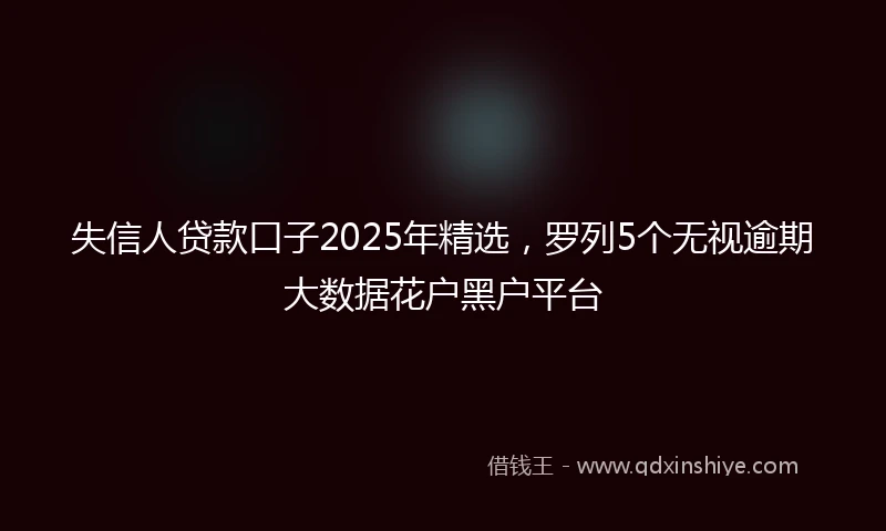 失信人贷款口子2025年精选，罗列5个无视逾期大数据花户黑户平台