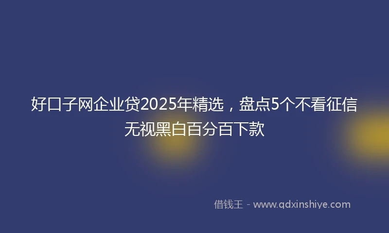 好口子网企业贷2025年精选，盘点5个不看征信无视黑白百分百下款