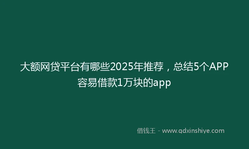 大额网贷平台有哪些2025年推荐,总结5个APP容易借款1万块的app