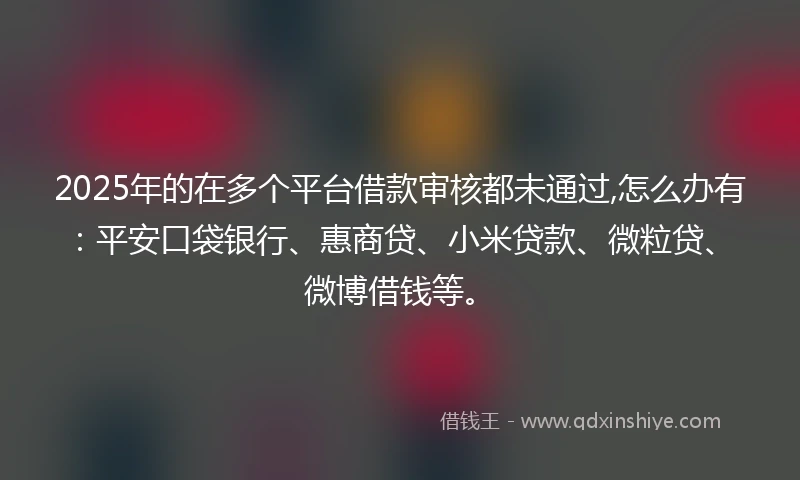 2025年的在多个平台借款审核都未通过,怎么办有：平安口袋银行、惠商贷、小米贷款、微粒贷、微博借钱等。
