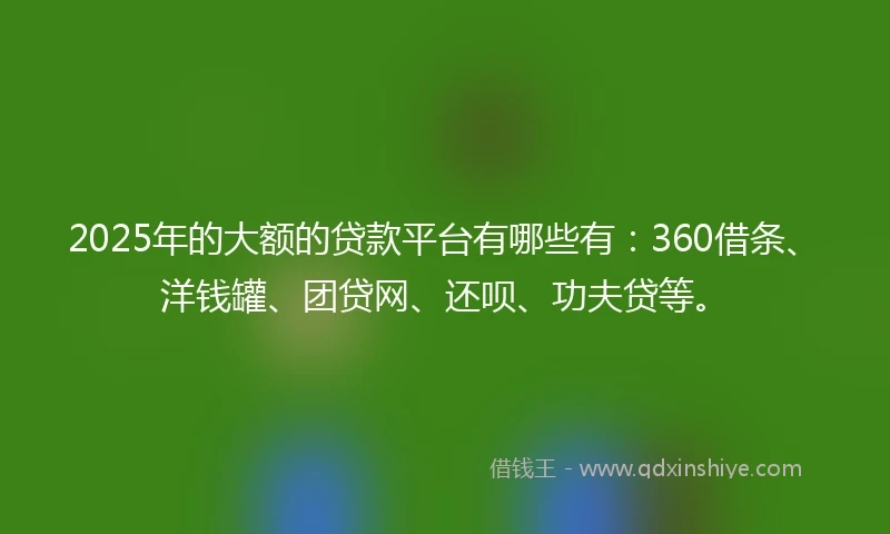 2025年的大额的贷款平台有哪些有：360借条、洋钱罐、团贷网、还呗、功夫贷等。
