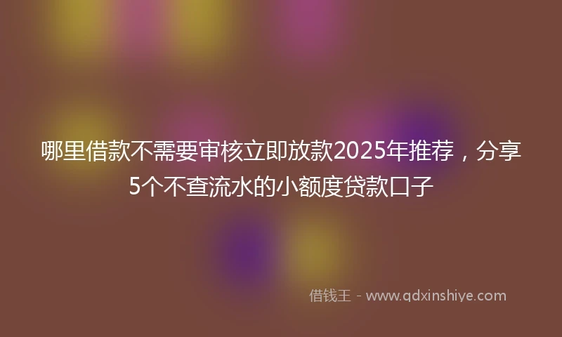 哪里借款不需要审核立即放款2025年推荐，分享5个不查流水的小额度贷款口子