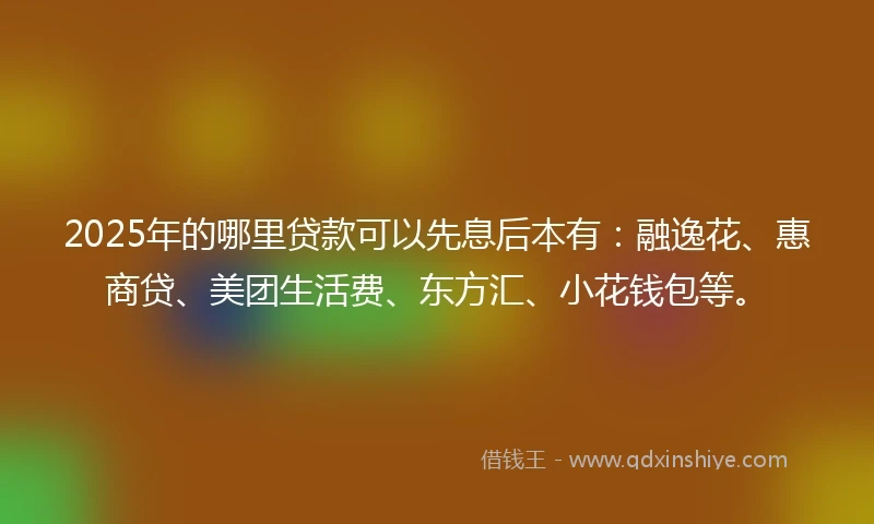 2025年的哪里贷款可以先息后本有：融逸花、惠商贷、美团生活费、东方汇、小花钱包等。