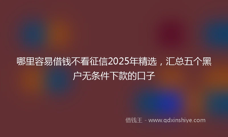 哪里容易借钱不看征信2025年精选，汇总五个黑户无条件下款的口子