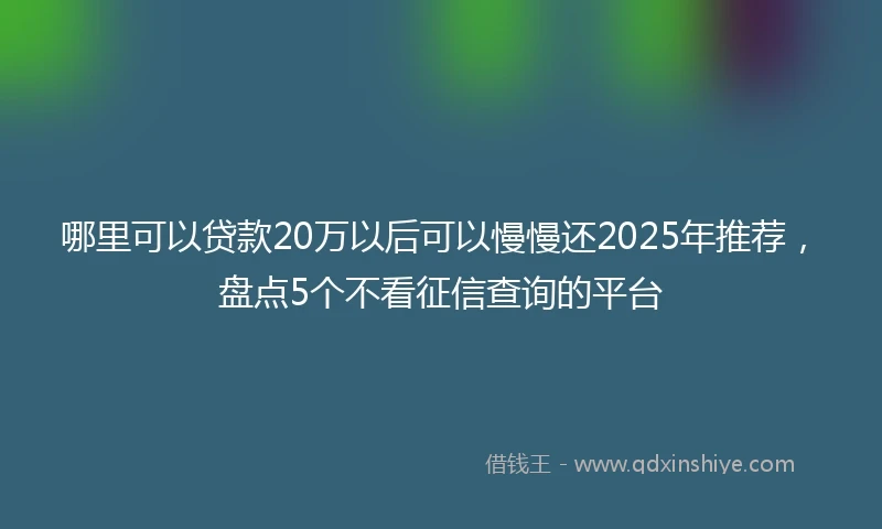 哪里可以贷款20万以后可以慢慢还2025年推荐，盘点5个不看征信查询的平台