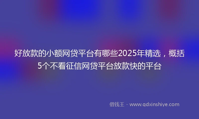 好放款的小额网贷平台有哪些2025年精选，概括5个不看征信网贷平台放款快的平台