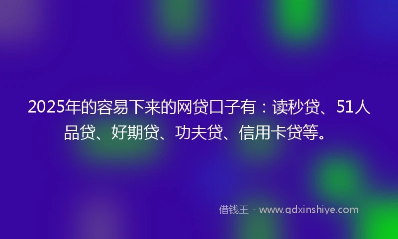 2025年的容易下来的网贷口子有：读秒贷、51人品贷、好期贷、功夫贷、信用卡贷等。