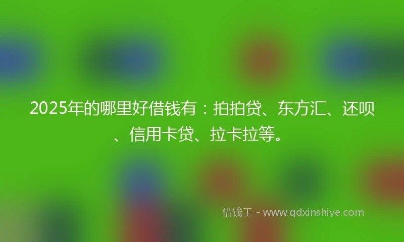 2025年的哪里好借钱有：拍拍贷、东方汇、还呗、信用卡贷、拉卡拉等。
