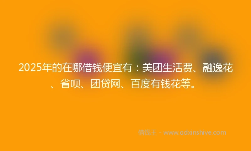 2025年的在哪借钱便宜有：美团生活费、融逸花、省呗、团贷网、百度有钱花等。