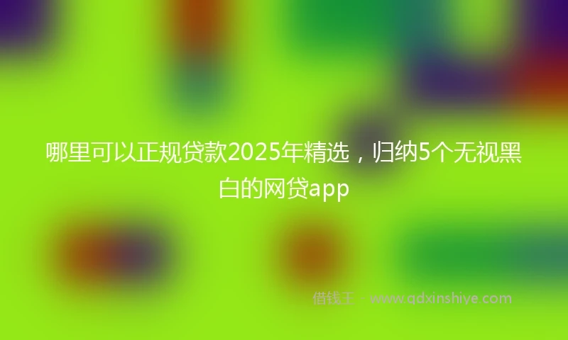 哪里可以正规贷款2025年精选，归纳5个无视黑白的网贷app