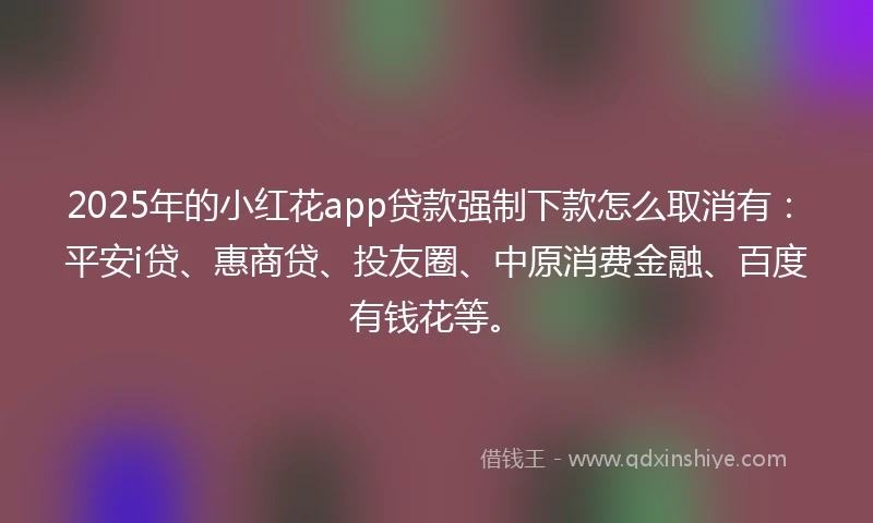 2025年的小红花app贷款强制下款怎么取消有：平安i贷、惠商贷、投友圈、中原消费金融、百度有钱花等。