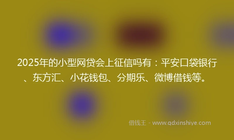 2025年的小型网贷会上征信吗有：平安口袋银行、东方汇、小花钱包、分期乐、微博借钱等。
