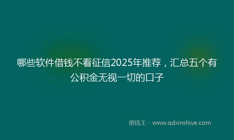 哪些软件借钱不看征信2025年推荐，汇总五个有公积金无视一切的口子