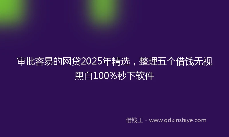 审批容易的网贷2025年精选，整理五个借钱无视黑白100%秒下软件
