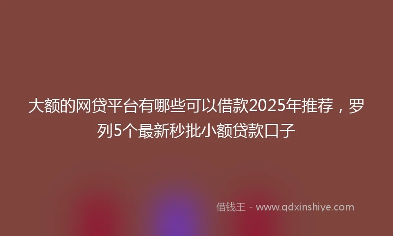 大额的网贷平台有哪些可以借款2025年推荐，罗列5个最新秒批小额贷款口子