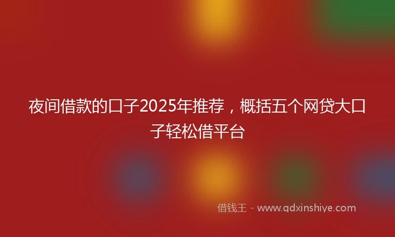 夜间借款的口子2025年推荐，概括五个网贷大口子轻松借平台