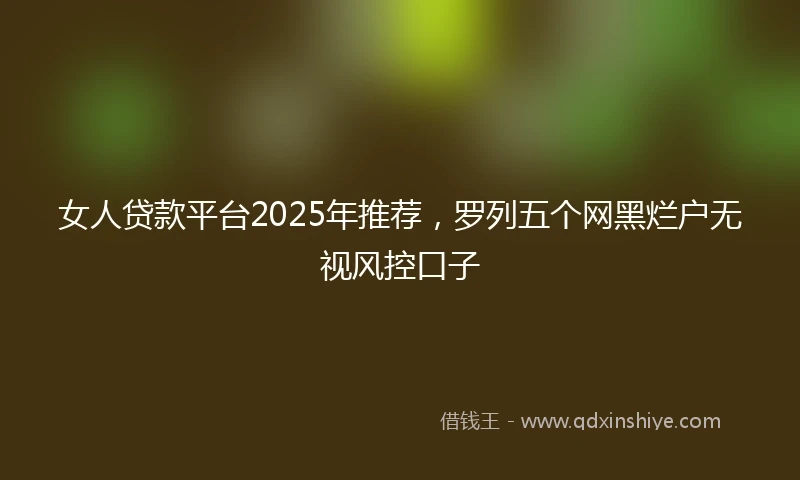 女人贷款平台2025年推荐，罗列五个网黑烂户无视风控口子